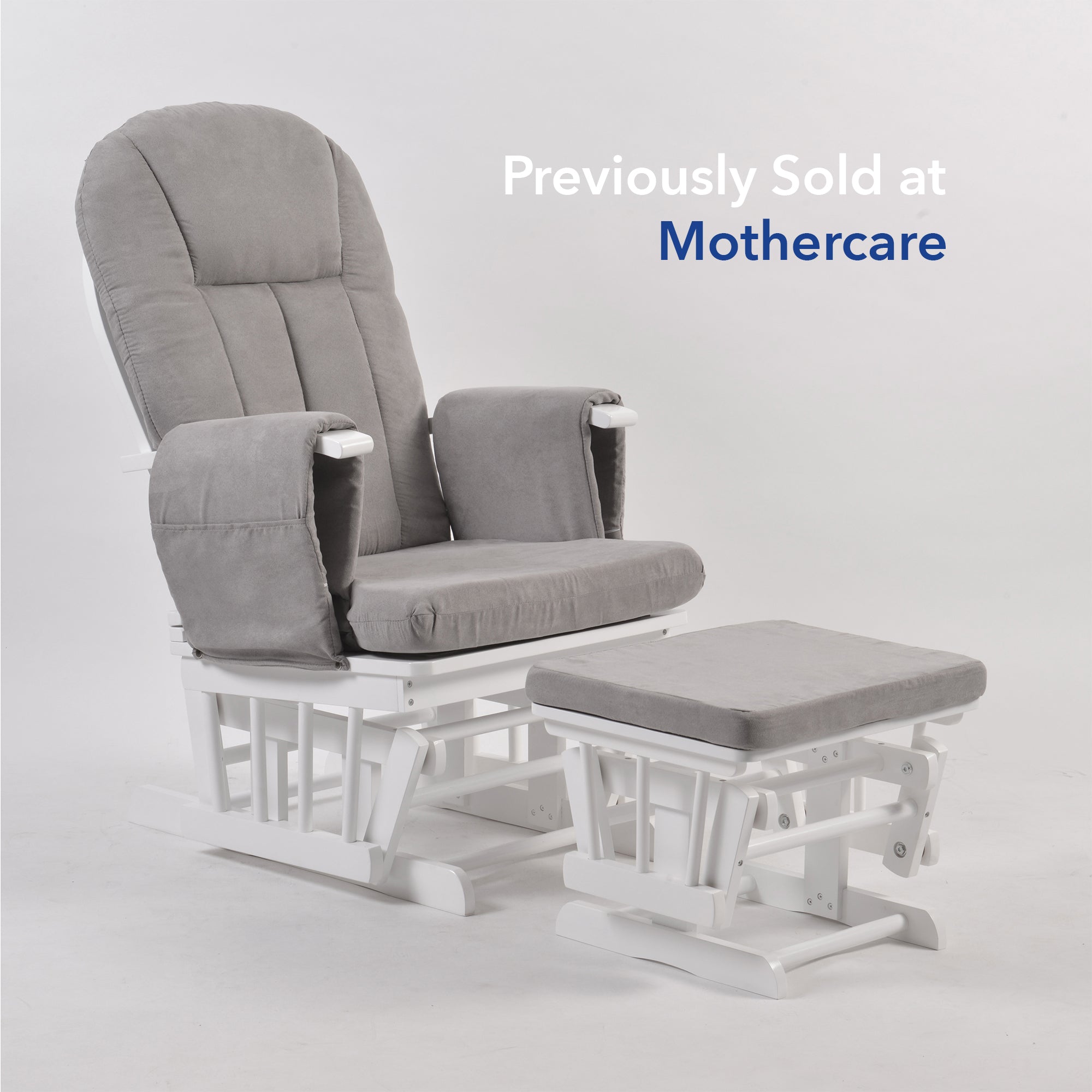 Nursing Chair and Footstool - Mothercare Best Seller - White/Grey