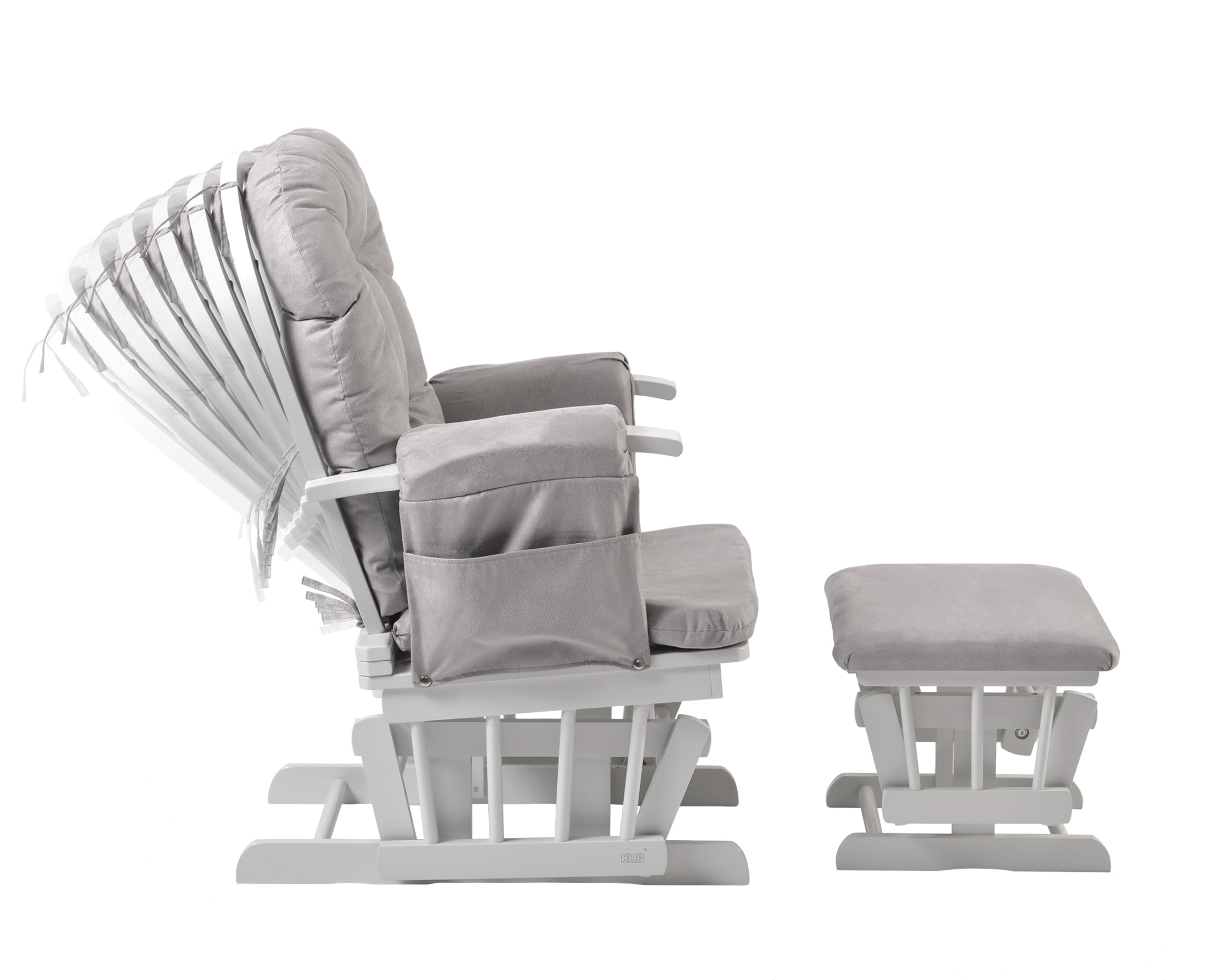 Haywood glider nursing chair in grey - reclining