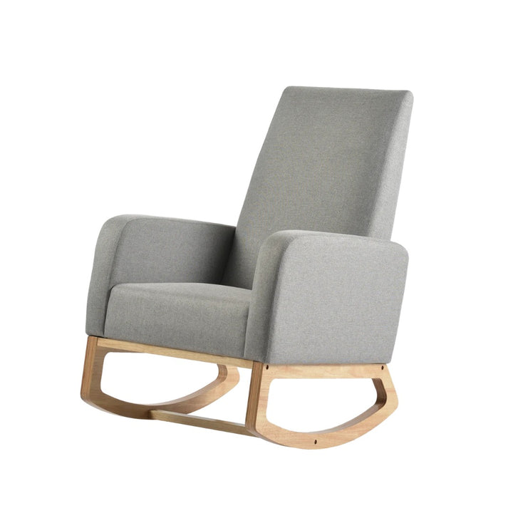 Askern rocking nursing chair in light oak with light grey cushions