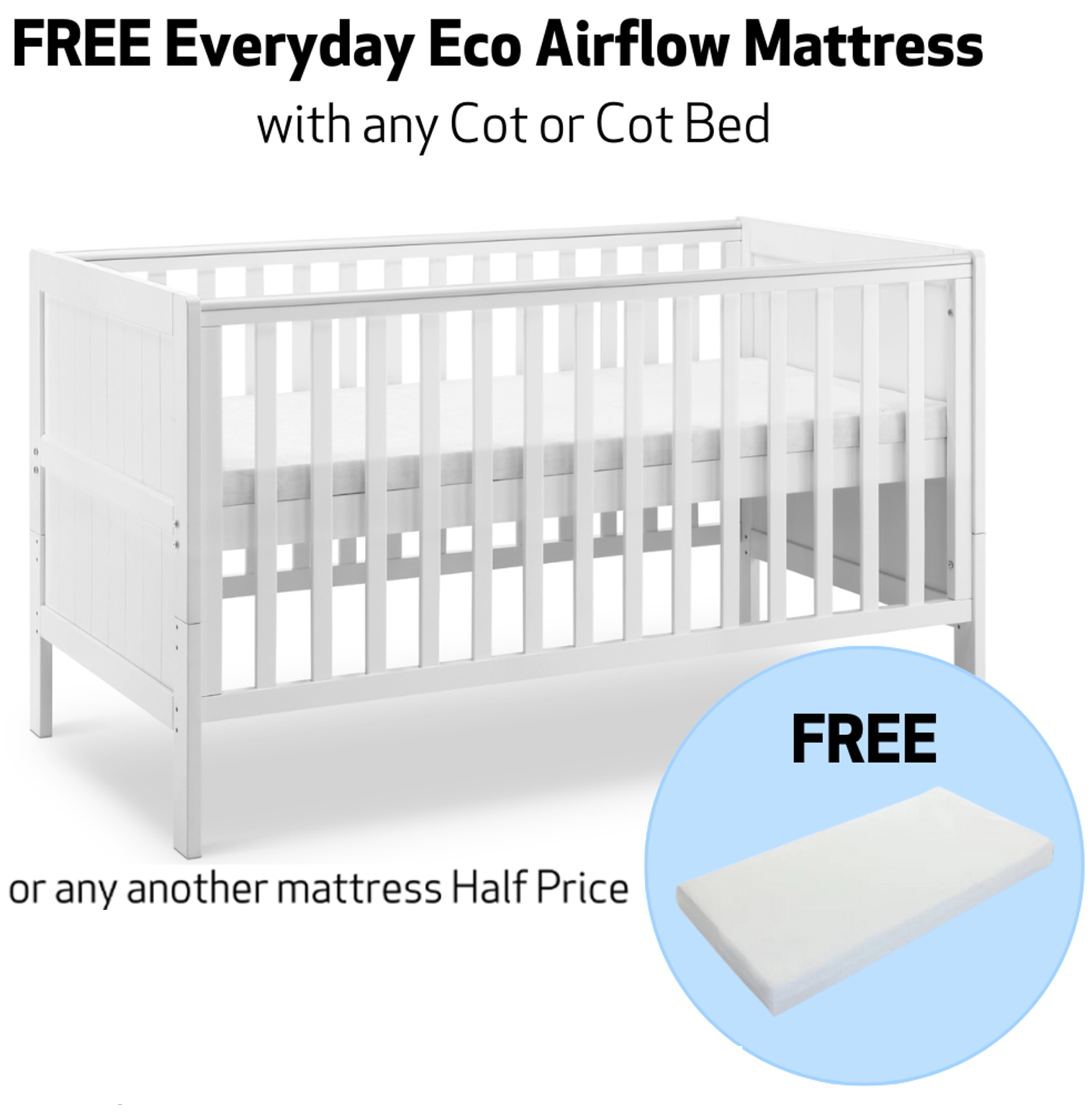 Barcelona Cot Bed & Mattress