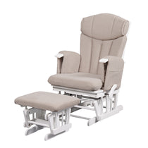 Chatsworth Nursing Chair and Footstool - White Wood and Cappuccino Cushions