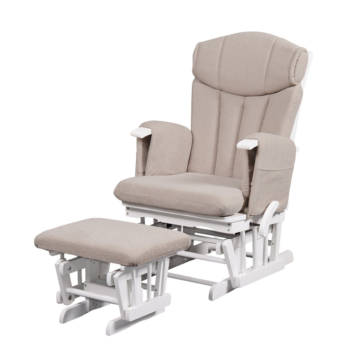 Chatsworth glider nursing chair and footstool with cappuccino cushions