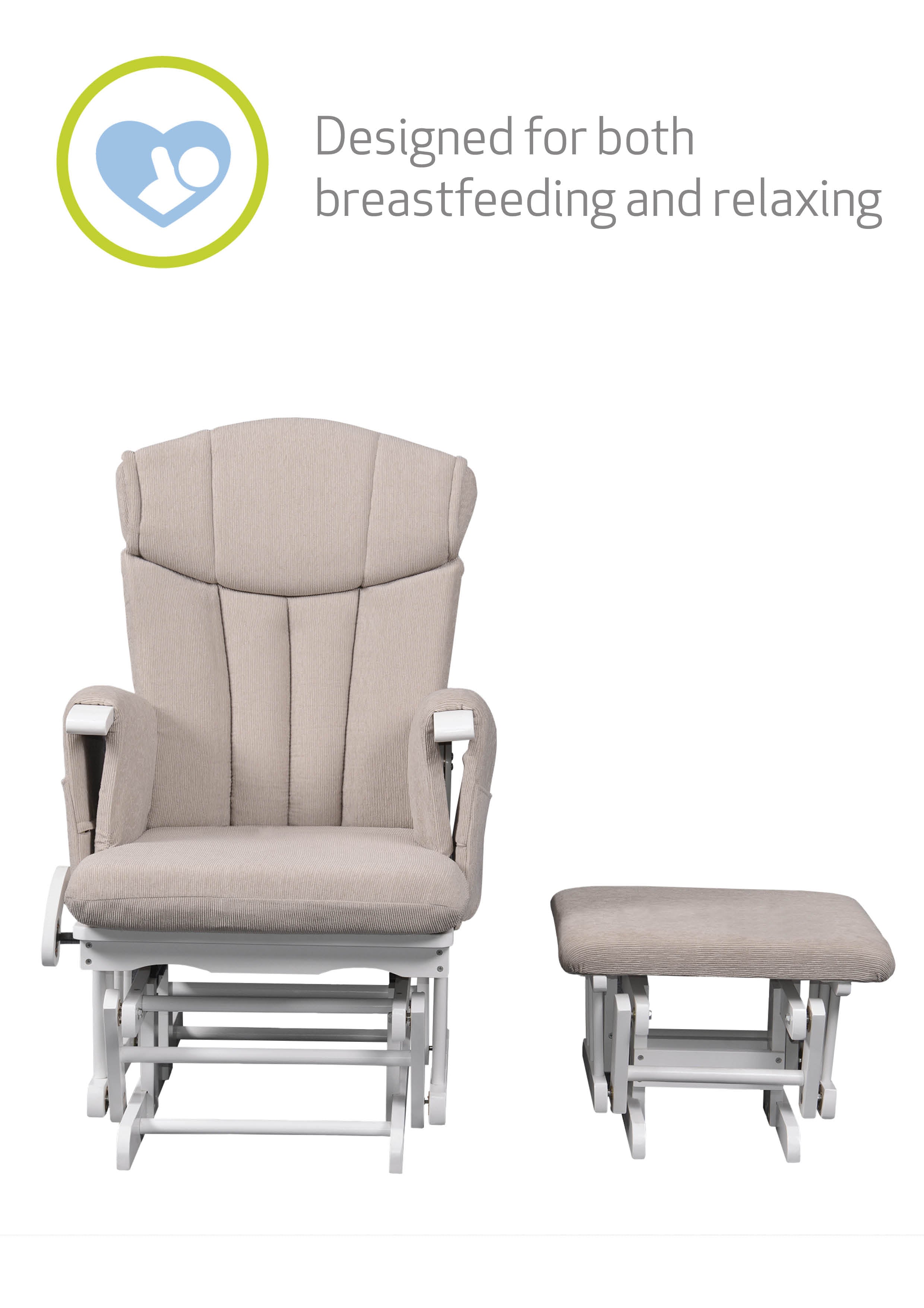 Chatsworth Nursing Chair and Footstool - White Cappuccino- 50% OFF