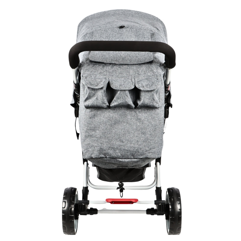 Triple seat stroller by Familidoo back view