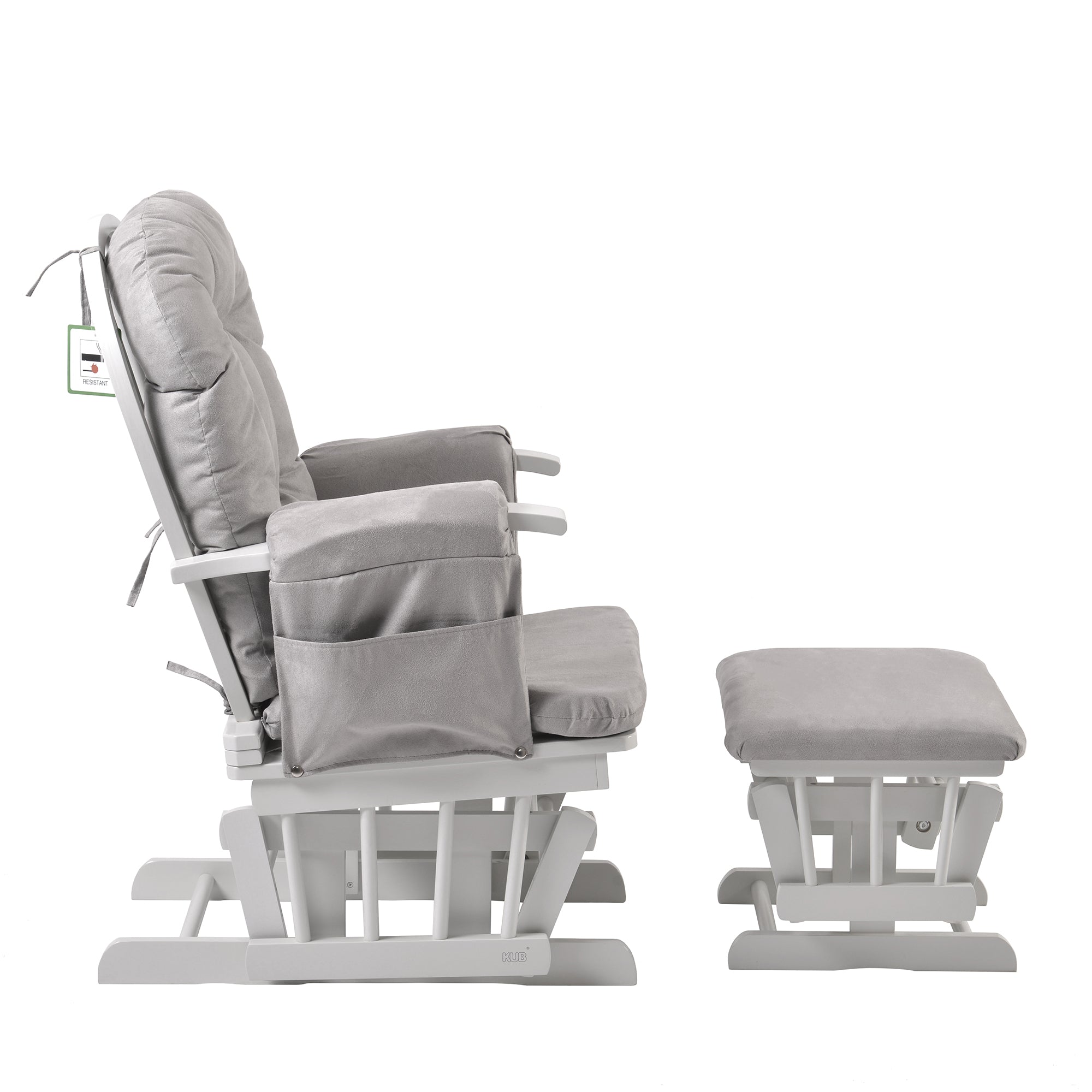 Haywood glider nursing chair in grey - side view