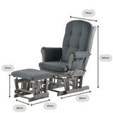 Kielder Nursing Chair and Footstool - Dark Grey Wood and Charcoal Cushions
