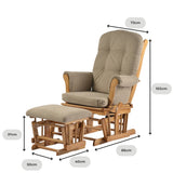 Kielder Nursing Chair and Footstool - Natural Wood and Warm Grey Cushions