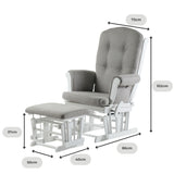 Kielder Nursing Chair and Footstool - White Wood and Grey Cushions
