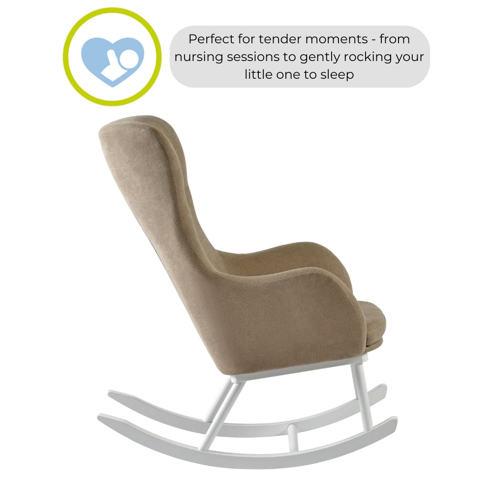 Paxton Nursing Rocking Chair - White Wood and Warm Grey Cushions – Kub ...