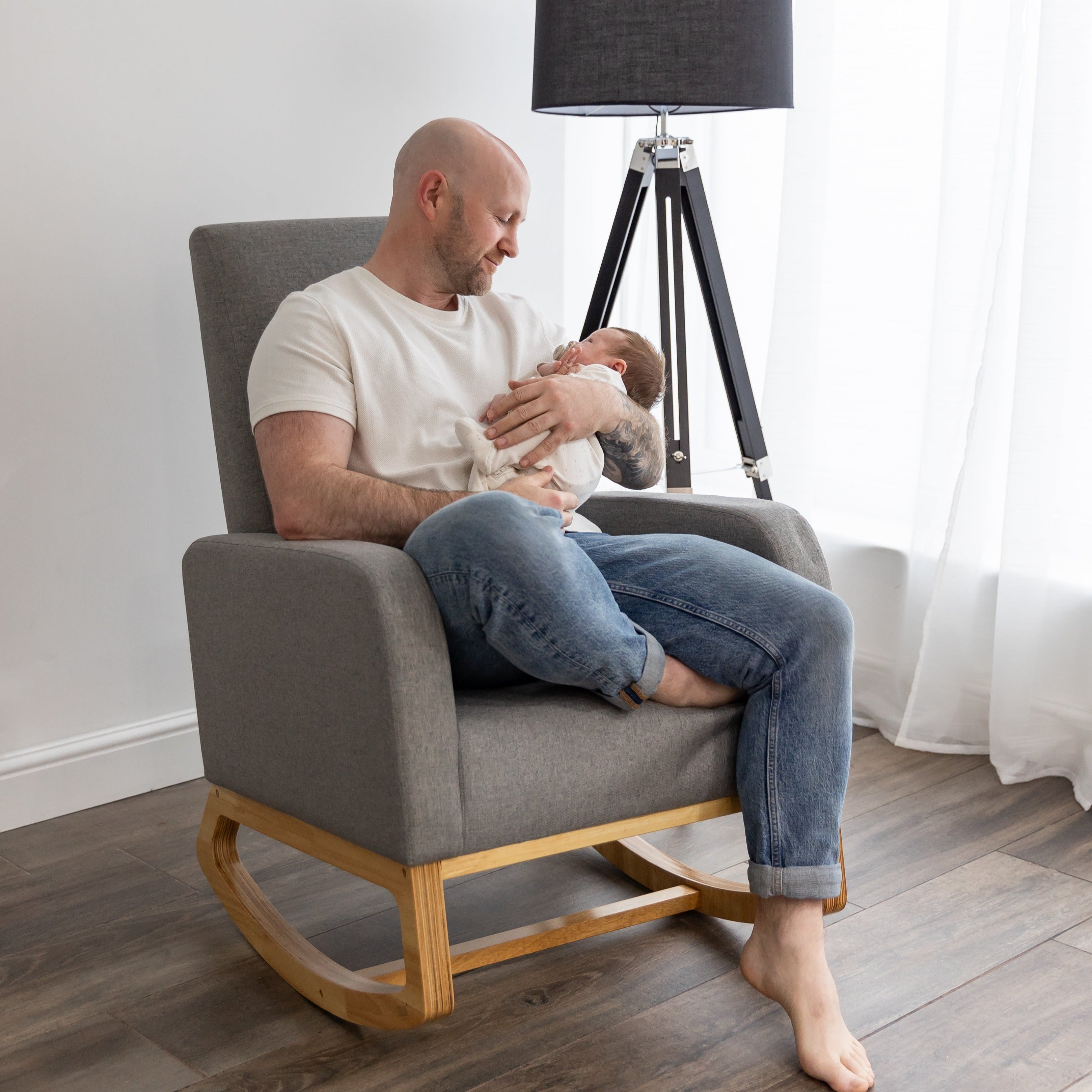 Askern Nursing Rocking Chair in Oak Grey Kub Direct