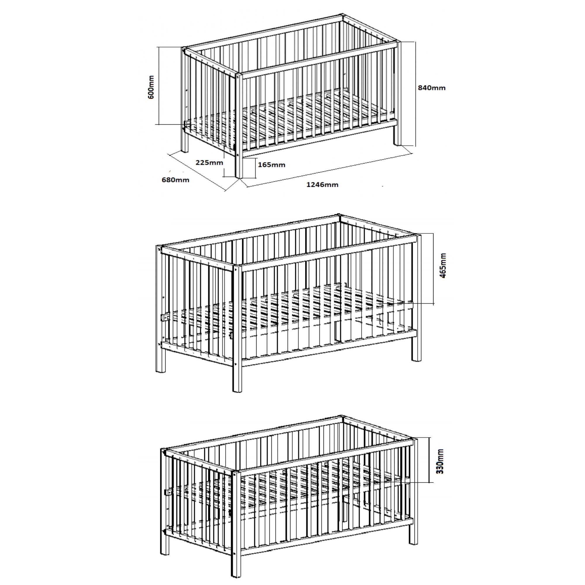 Kub Natural Cot Dimensions