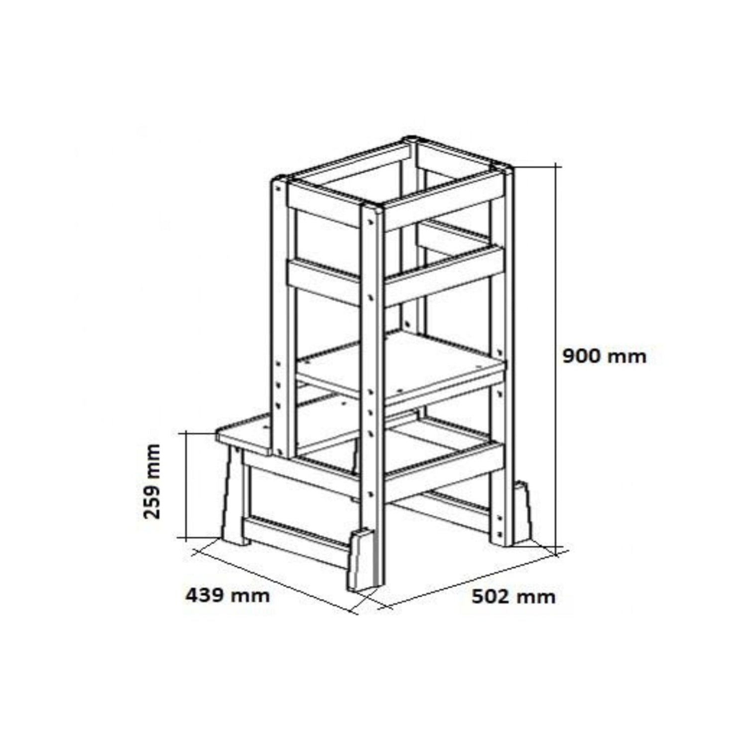 Kub Natural Wood Toddler Tower Dimensions