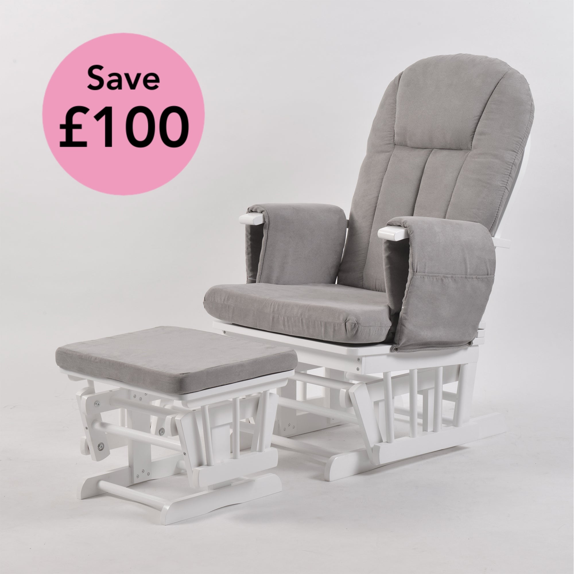 Nursing Chair and Footstool - Mothercare Best Seller - White/Grey