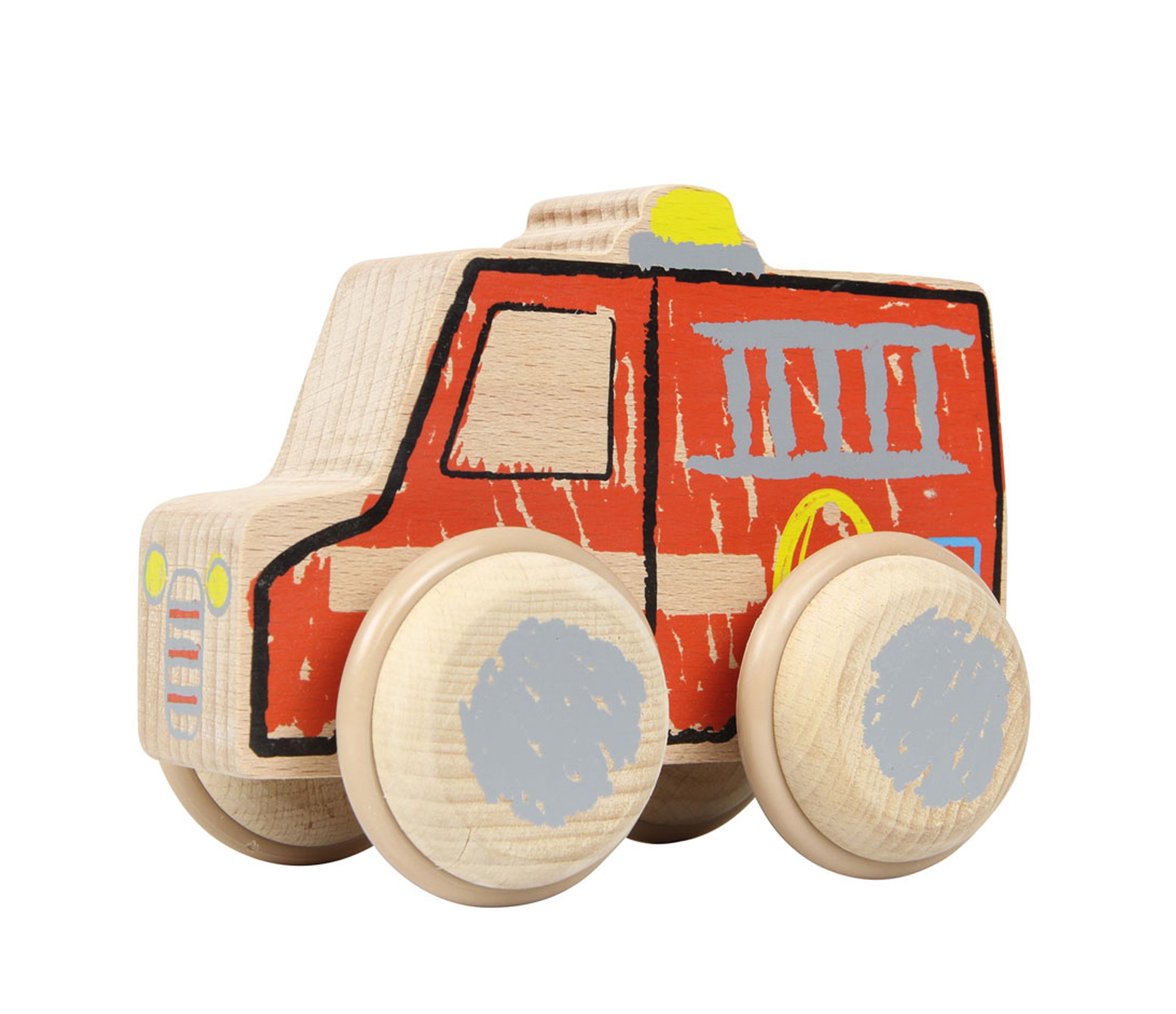Wooden Push Along Fire Truck with Crayon Effect