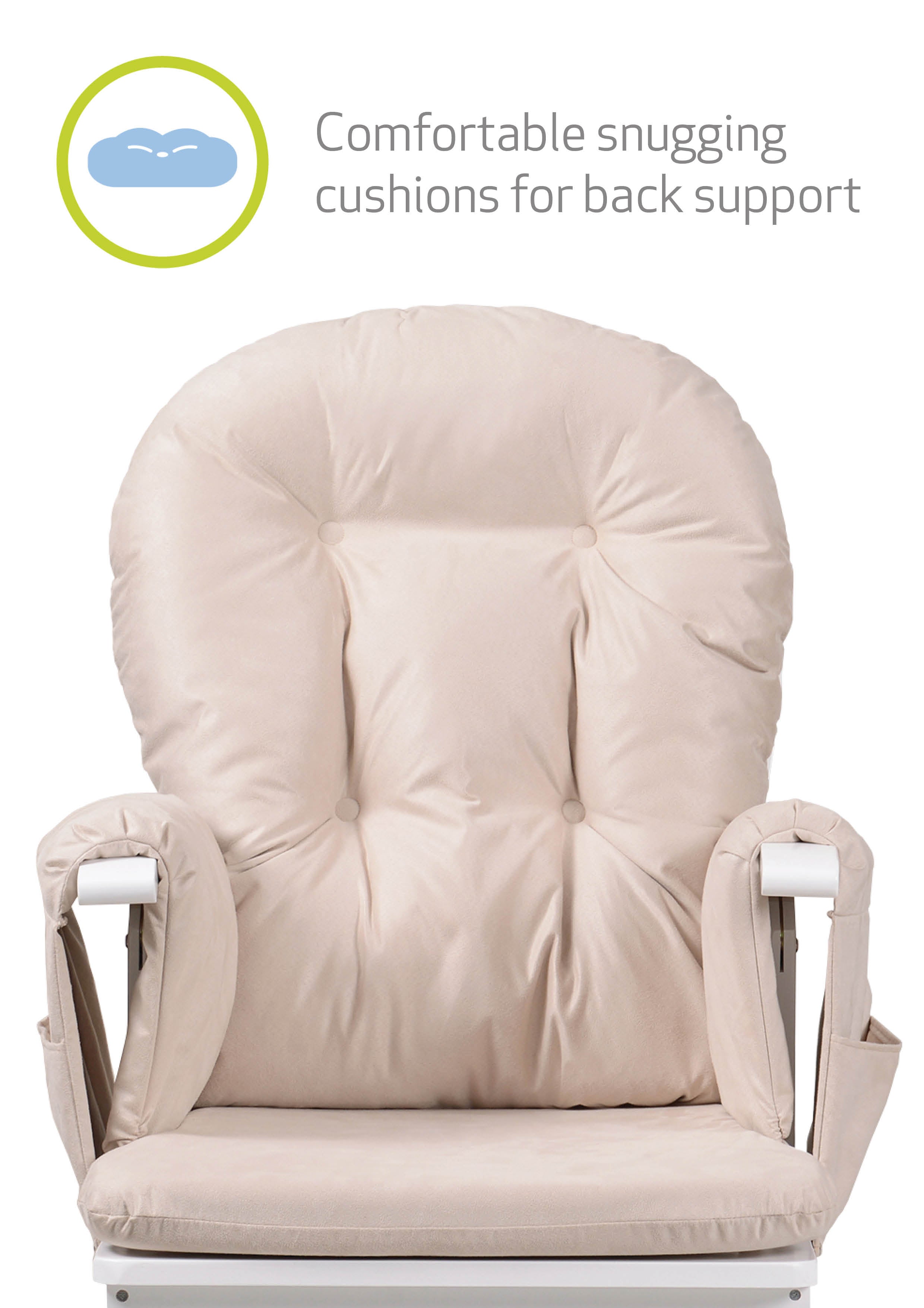 Comfortable snugging cushions for back support - beige nursing chair