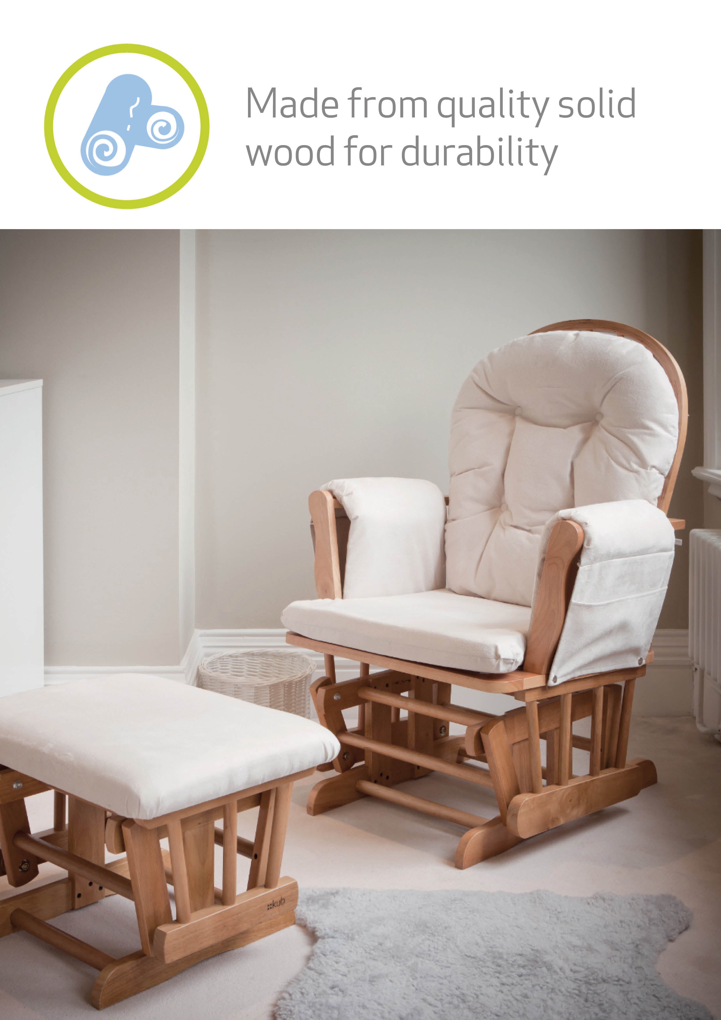 Haywood Nursing Chair and Footstool White and Beige