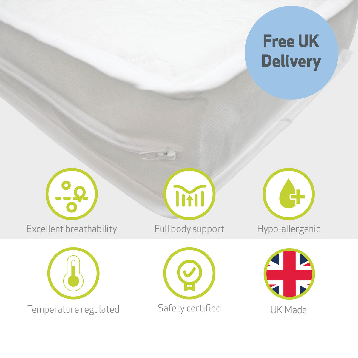 Cot Bed Mattress Complete 140 x 70cm UK Made — Kub Direct