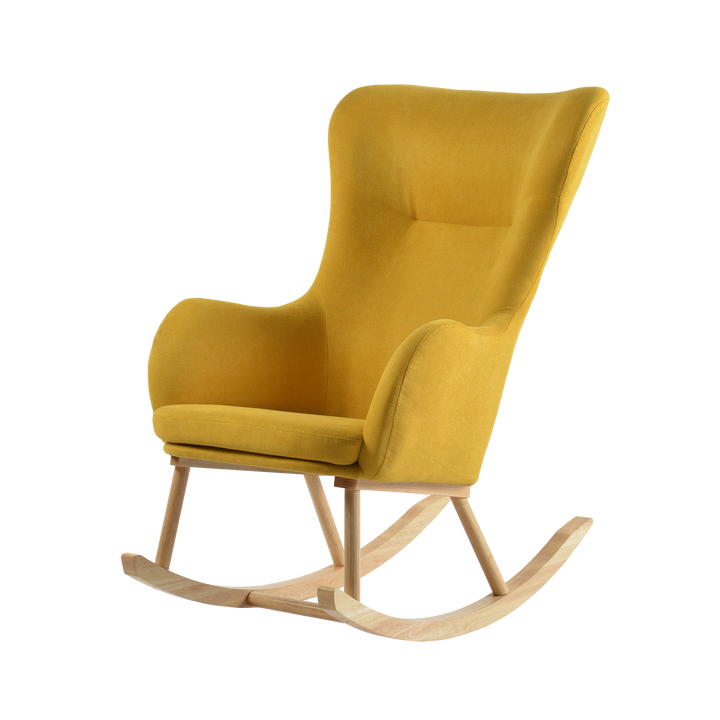 Paxton rocking nursing chair with mustard yellow cushions